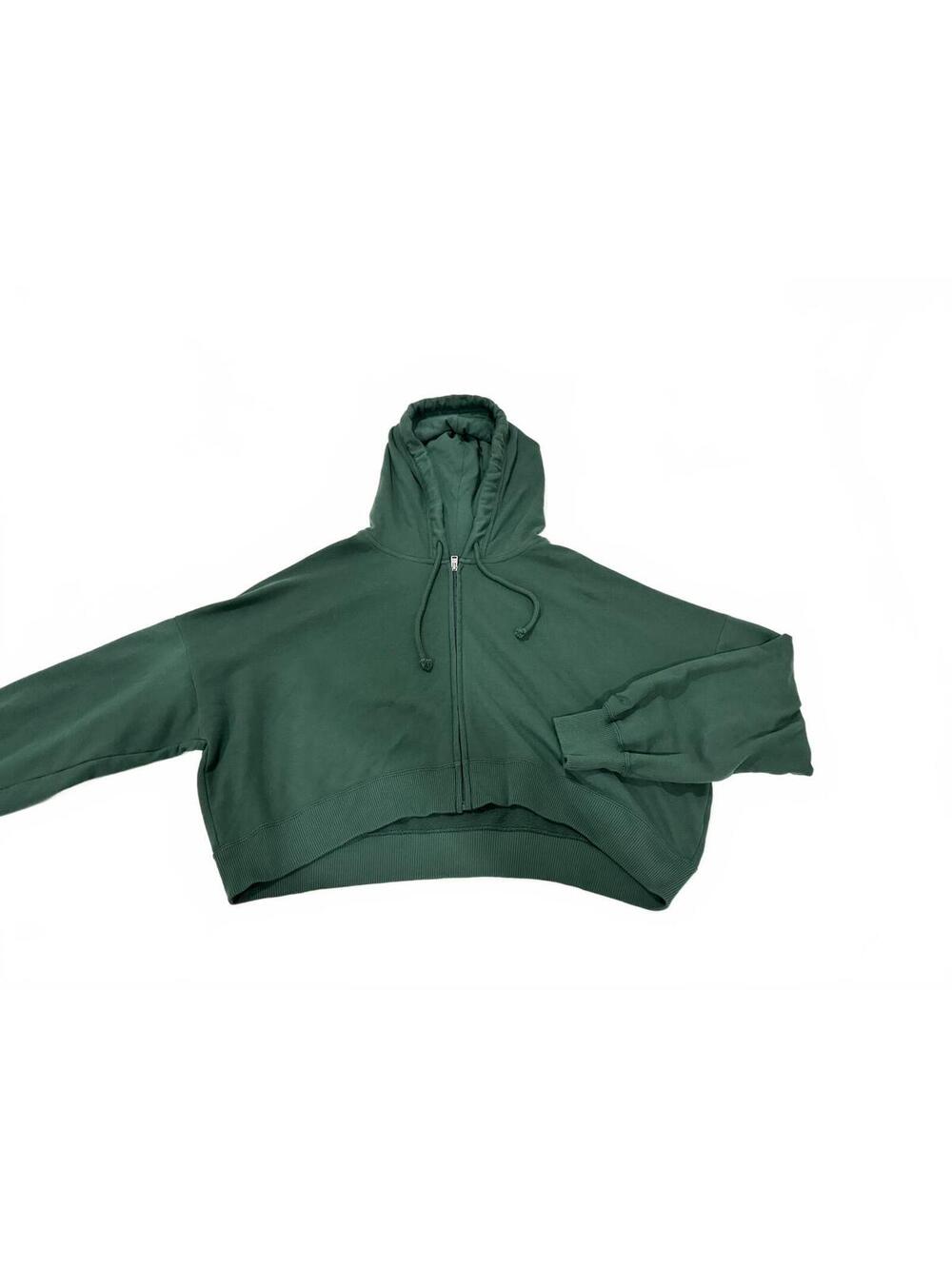 Hollister Forest Green Cropped Full Zip Hoodie Jacket NWOT Large